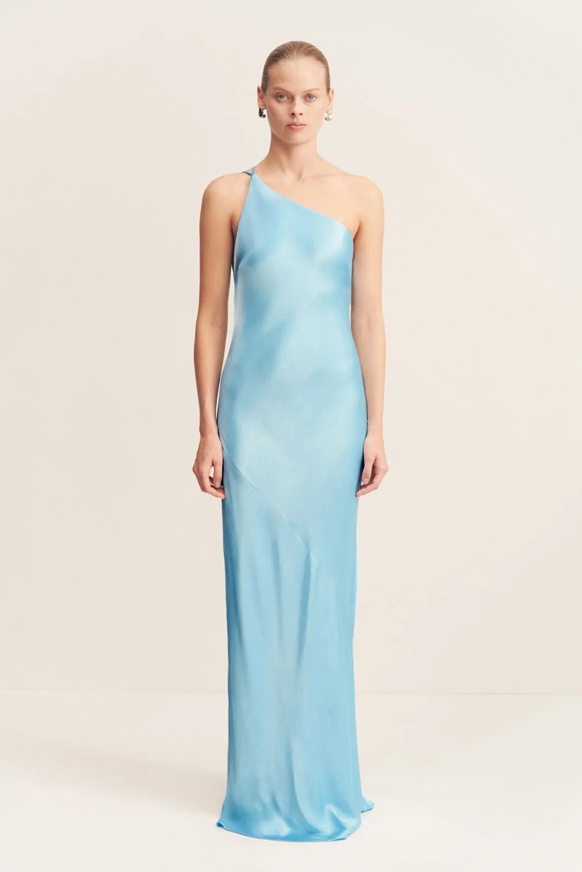 LA LUNE ONE SHOULDER COWL BACK MAXI DRESS - ICEBERG BLUE sold by Shona Joy