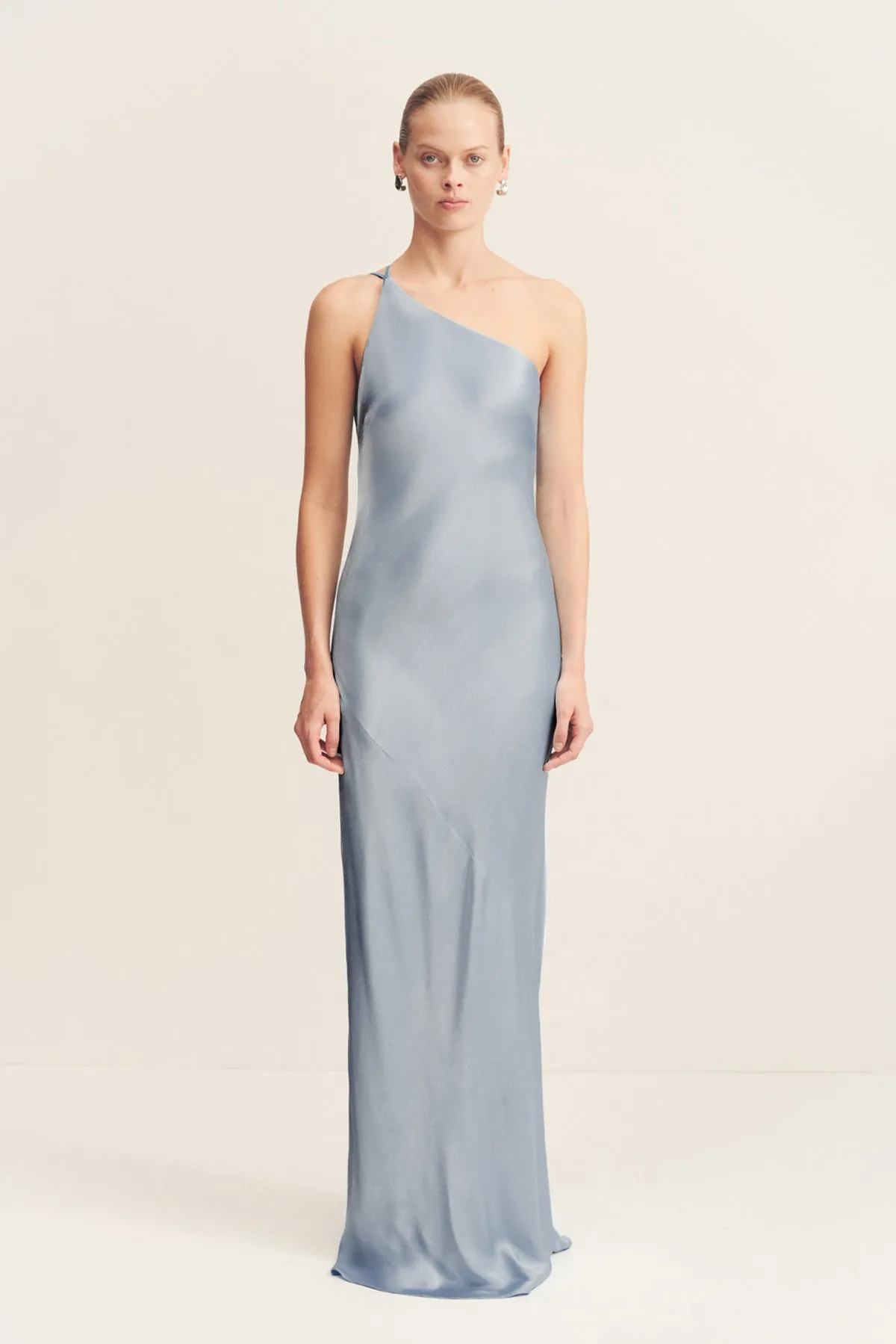 LA LUNE ONE SHOULDER COWL BACK MAXI DRESS - POWDER BLUE sold by Shona Joy