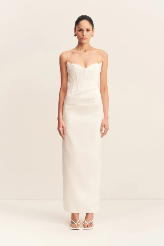 OAKLEY STRAPLESS DRAPED MAXI DRESS - IVORY sold by Shona Joy
