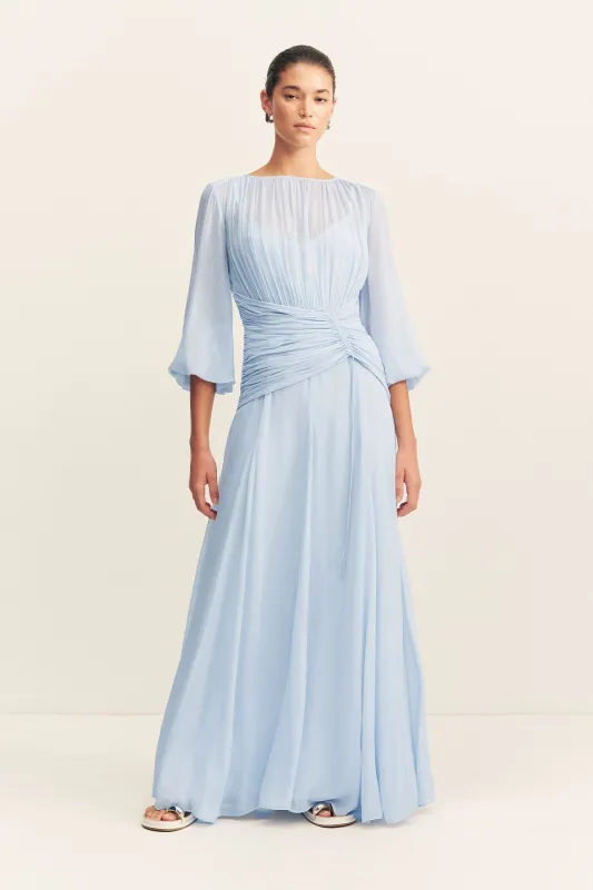 EMORY HIGH NECK BALLOON SLEEVE MAXI DRESS - ARCADIAN BLUE sold by Shona Joy