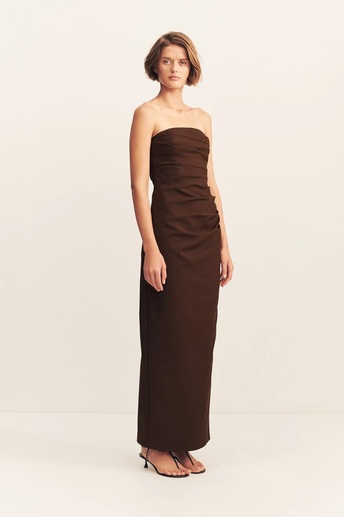 LANI STRAPLESS DRAPED MAXI DRESS - ESPRESSO sold by Shona Joy product image thumbnail 3