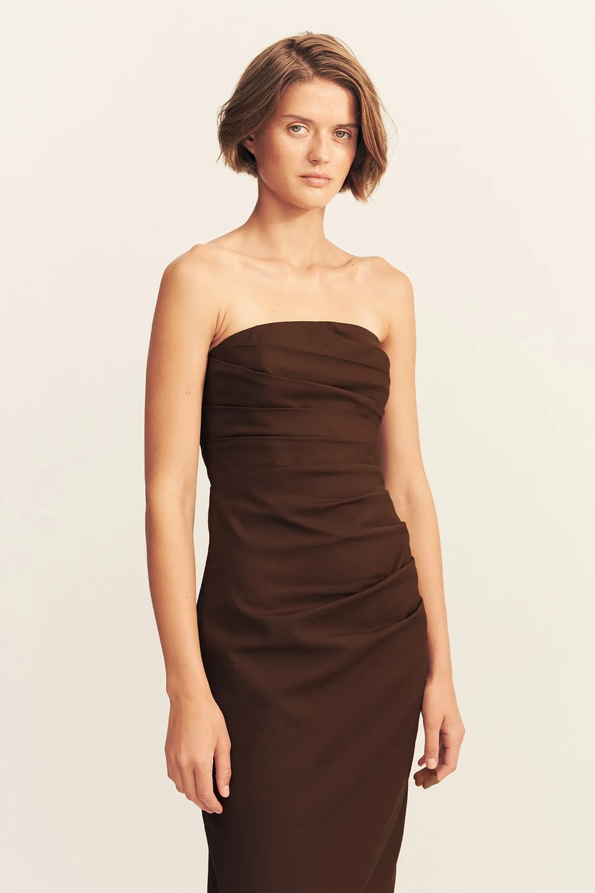 LANI STRAPLESS DRAPED MAXI DRESS - ESPRESSO sold by Shona Joy product image thumbnail 2