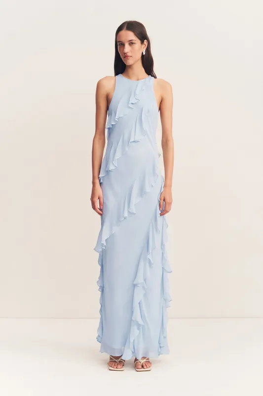 EMORY RUFFLE MAXI DRESS - ARCADIAN BLUE sold by Shona Joy