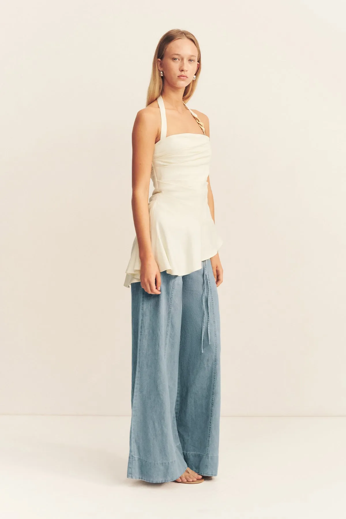 HADLEY DRAPED HALTER TOP - CHALK sold by Shona Joy product image thumbnail 3