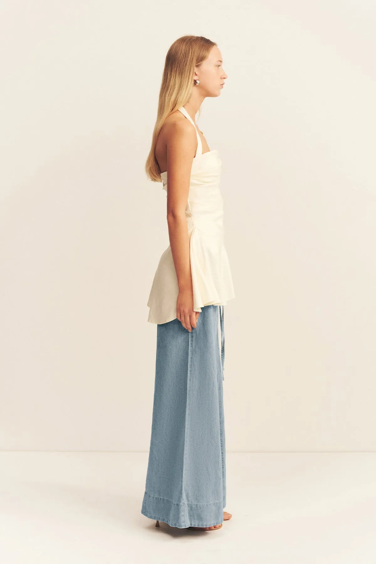 HADLEY DRAPED HALTER TOP - CHALK sold by Shona Joy product image thumbnail 4