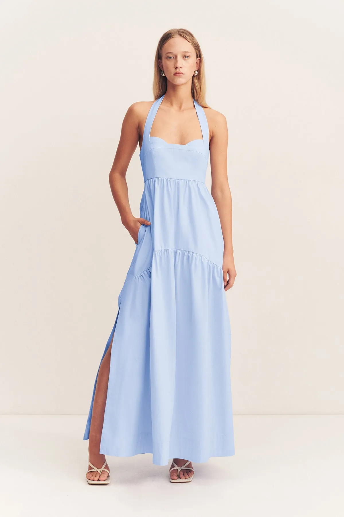 MAIORI HALTER NECK MAXI DRESS - CORNFLOWER BLUE sold by Shona Joy