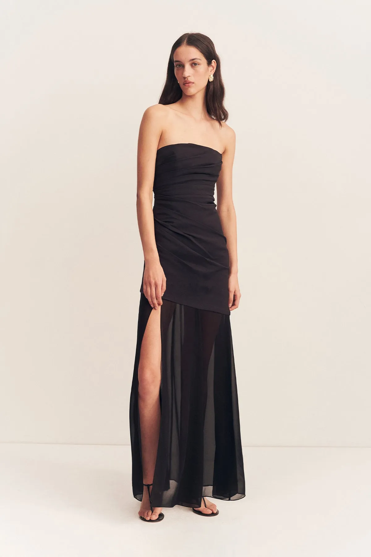 BLAINEY STRAPLESS DRAPED MAXI DRESS - BLACK sold by Shona Joy product image thumbnail 3