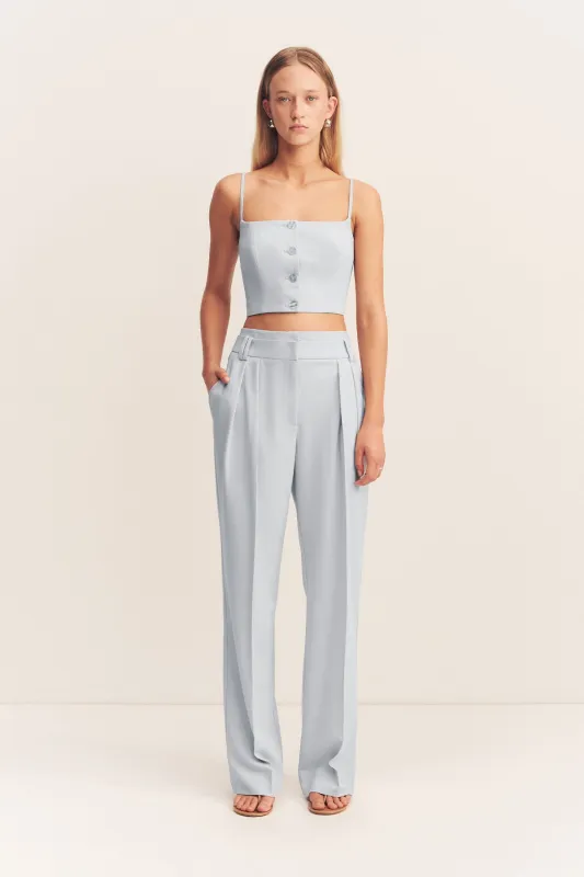 SIMMONS DOUBLE WAISTBAND PANT - GLACIAL BLUE sold by Shona Joy