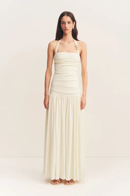 HADLEY DRAPED HALTER NECK MAXI DRESS - CHALK sold by Shona Joy