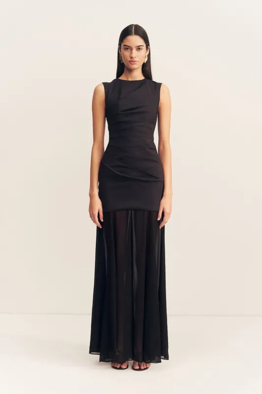 BLAINEY OPEN BACK DRAPED MAXI DRESS - BLACK sold by Shona Joy