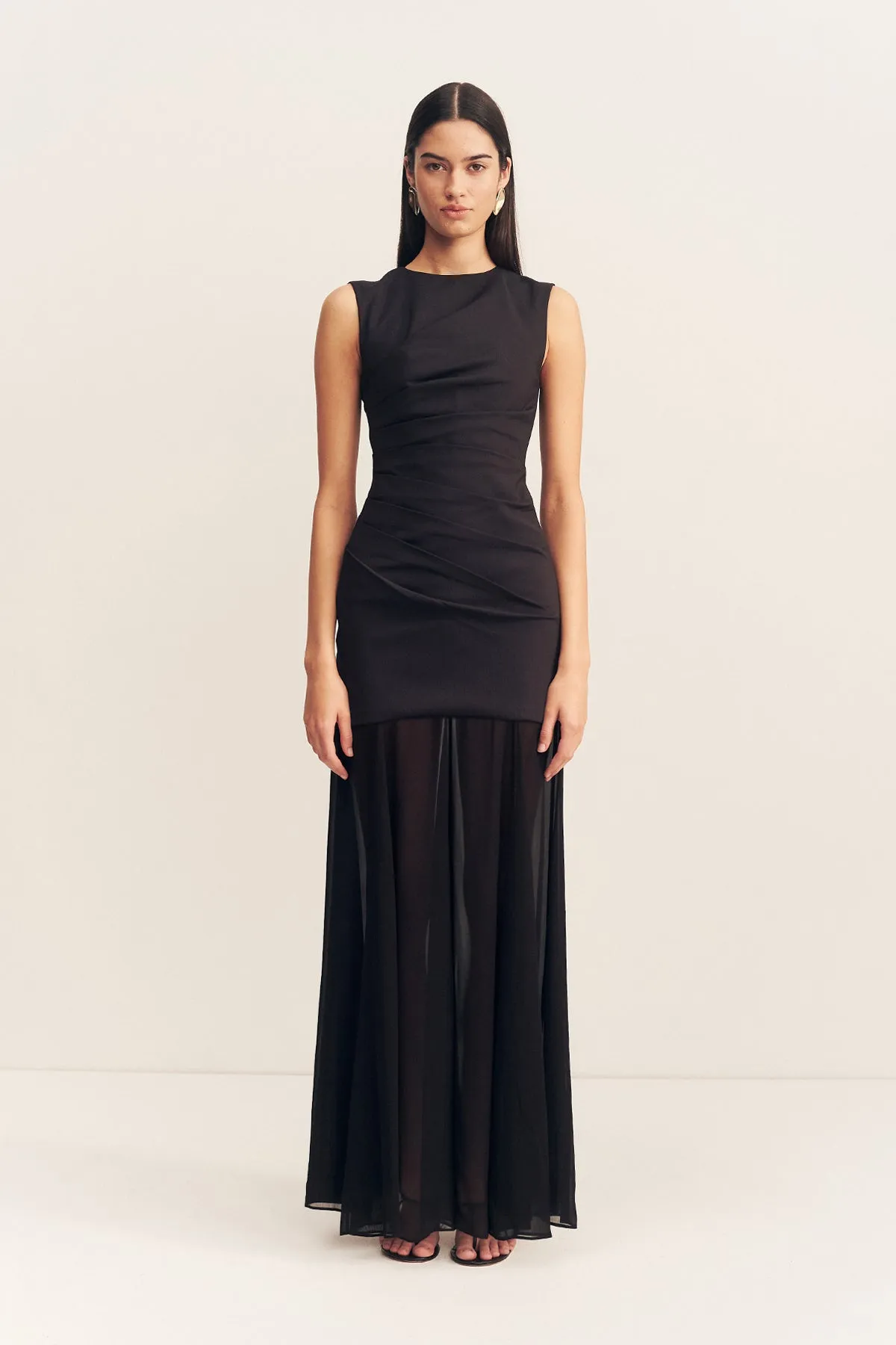 BLAINEY OPEN BACK DRAPED MAXI DRESS - BLACK sold by Shona Joy