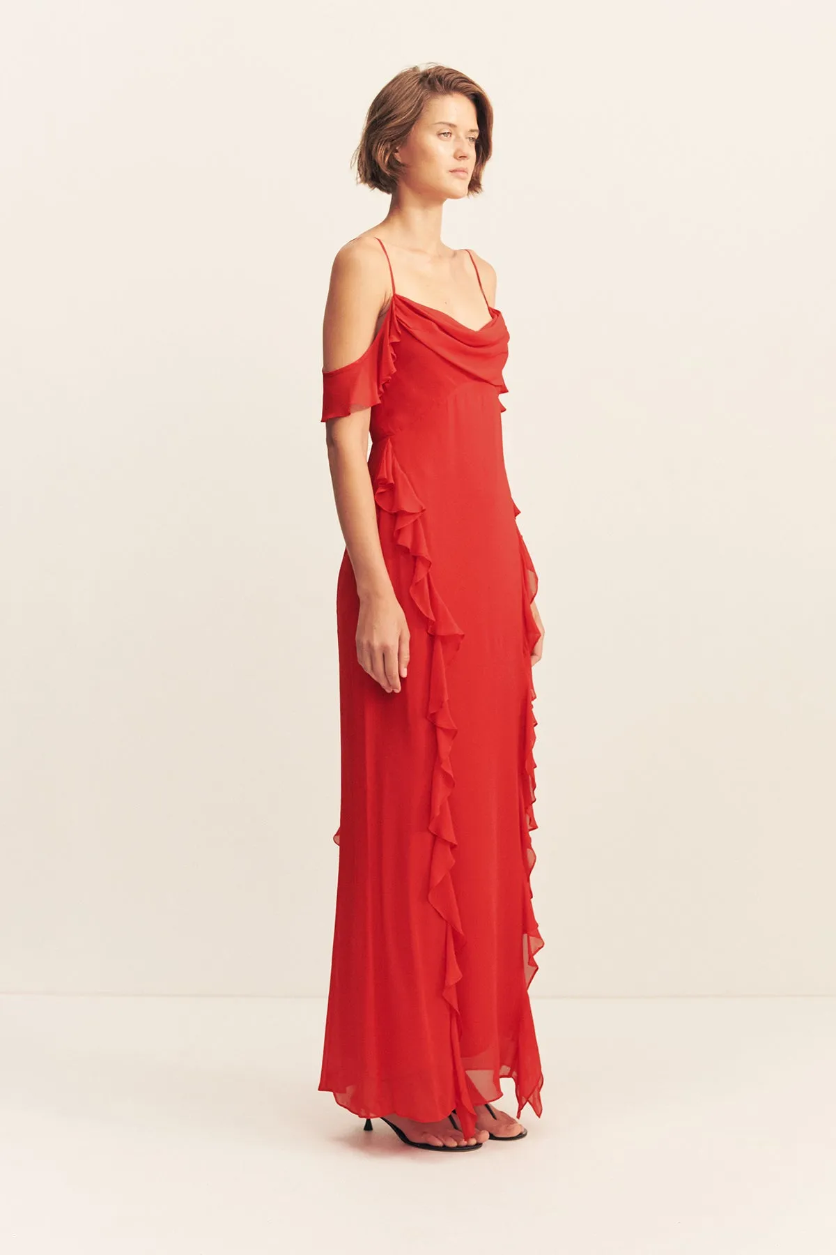 AMINA RUFFLE COWL MAXI DRESS - CHILLI sold by Shona Joy product image thumbnail 3