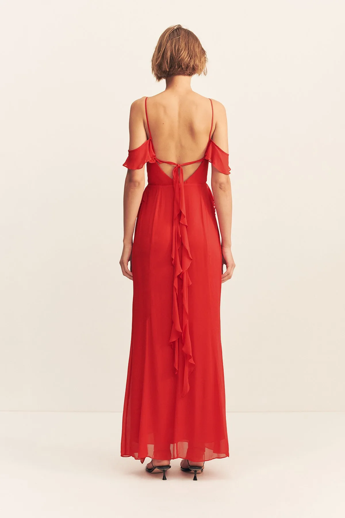 AMINA RUFFLE COWL MAXI DRESS - CHILLI sold by Shona Joy product image thumbnail 5