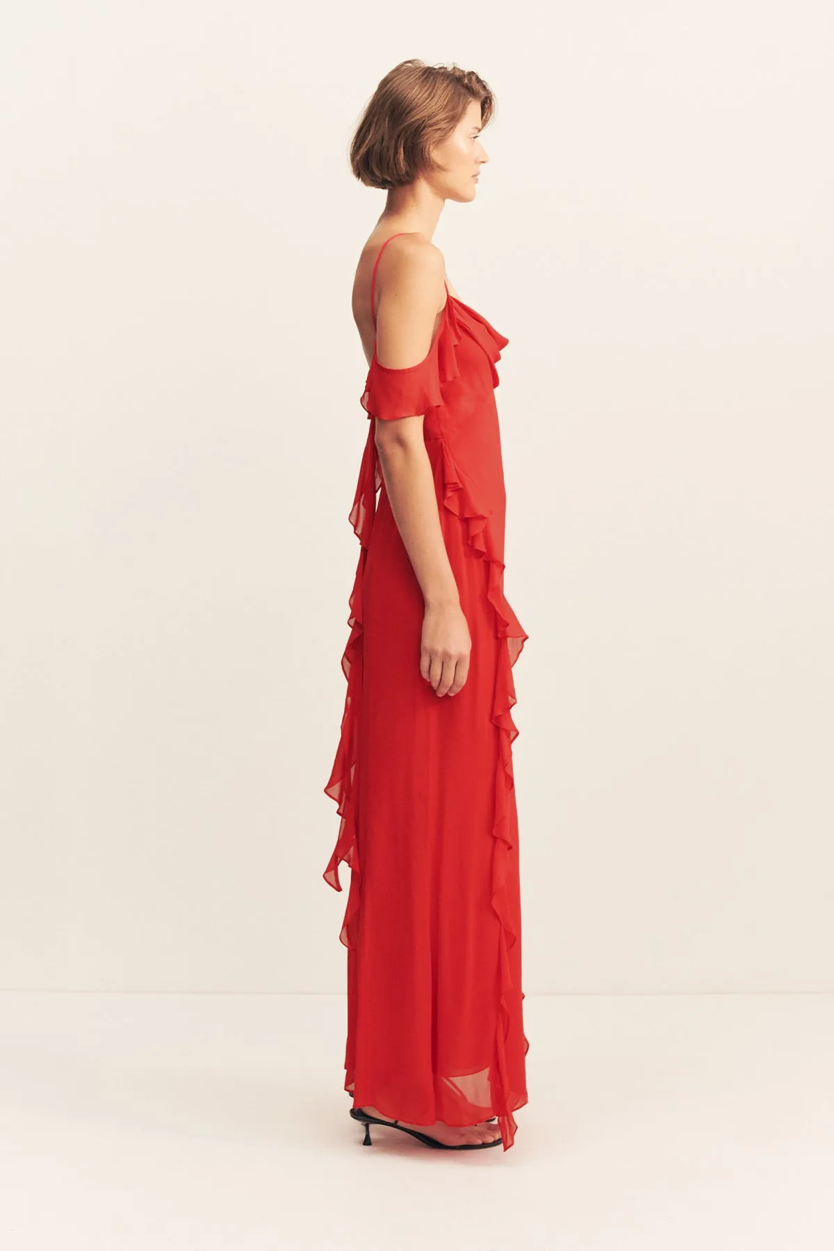 AMINA RUFFLE COWL MAXI DRESS - CHILLI sold by Shona Joy product image thumbnail 4