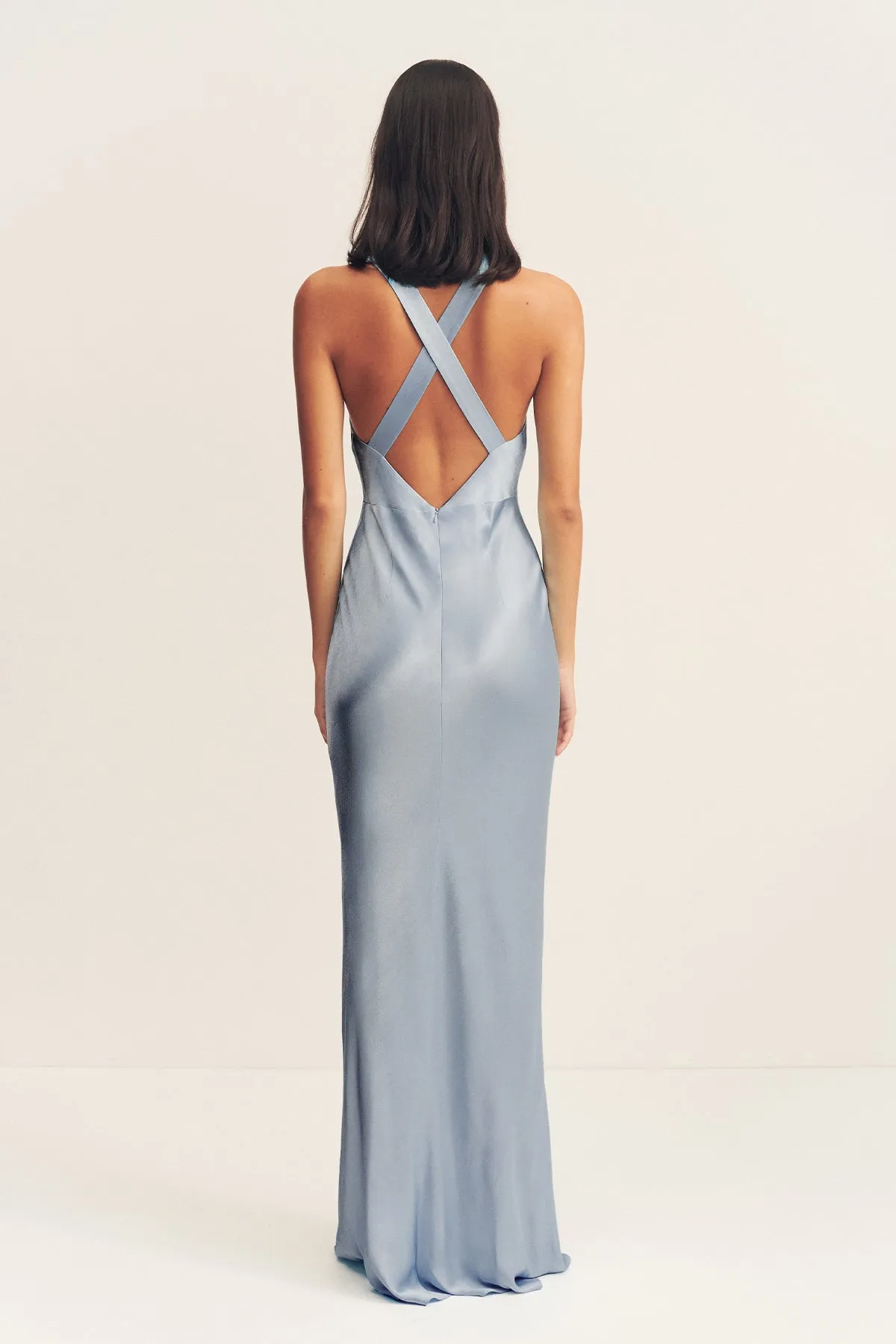 LA LUNE PLUNGED CROSS BACK MAXI DRESS - POWDER BLUE sold by Shona Joy product image thumbnail 4