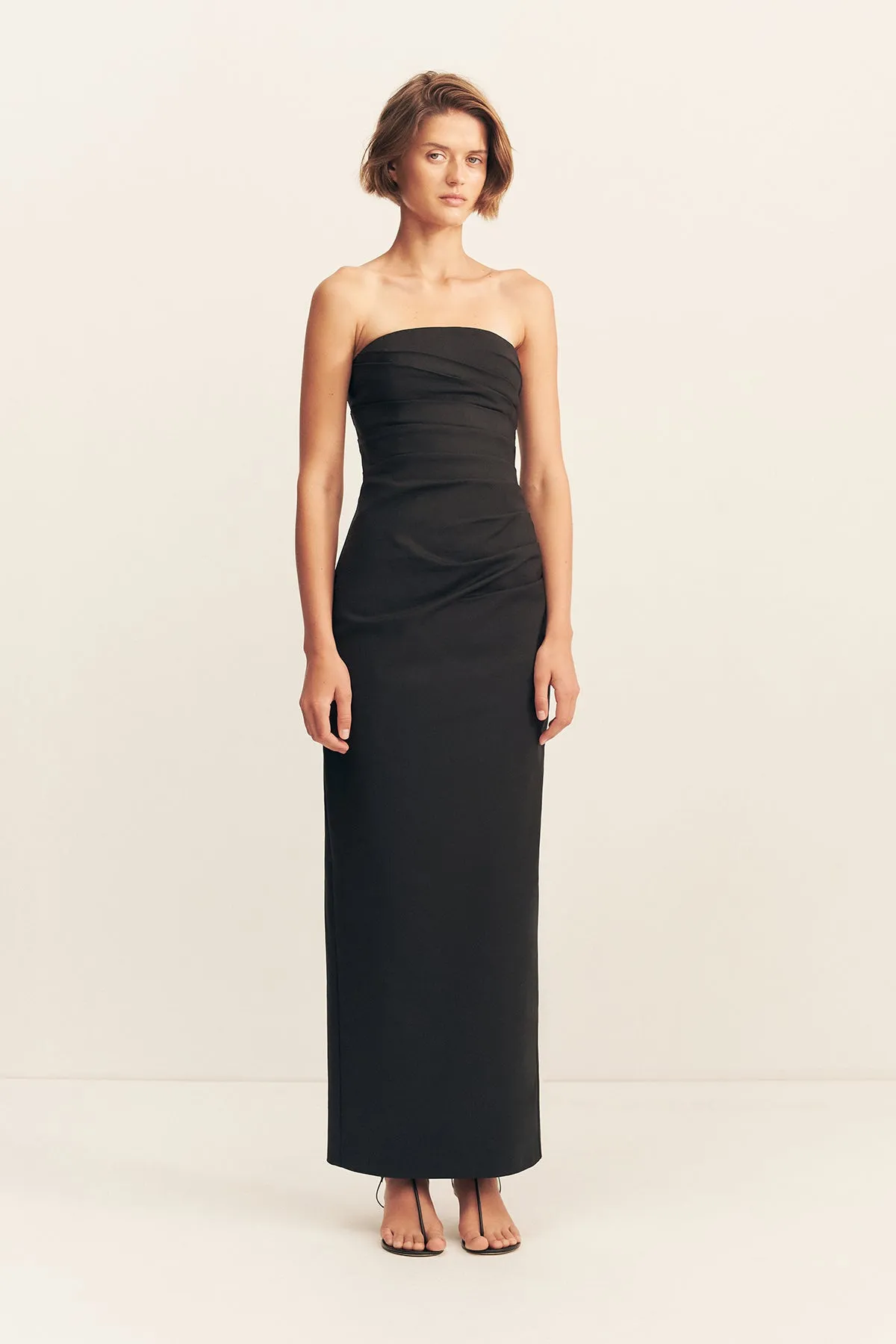 LANI STRAPLESS DRAPED MAXI DRESS - BLACK sold by Shona Joy