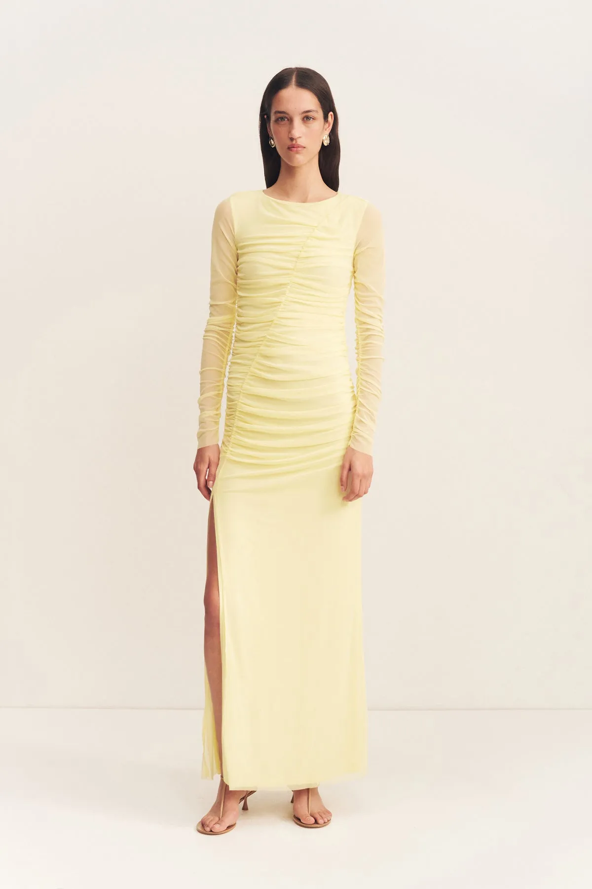 MIRA GATHERED MAXI DRESS - SHERBET YELLOW sold by Shona Joy