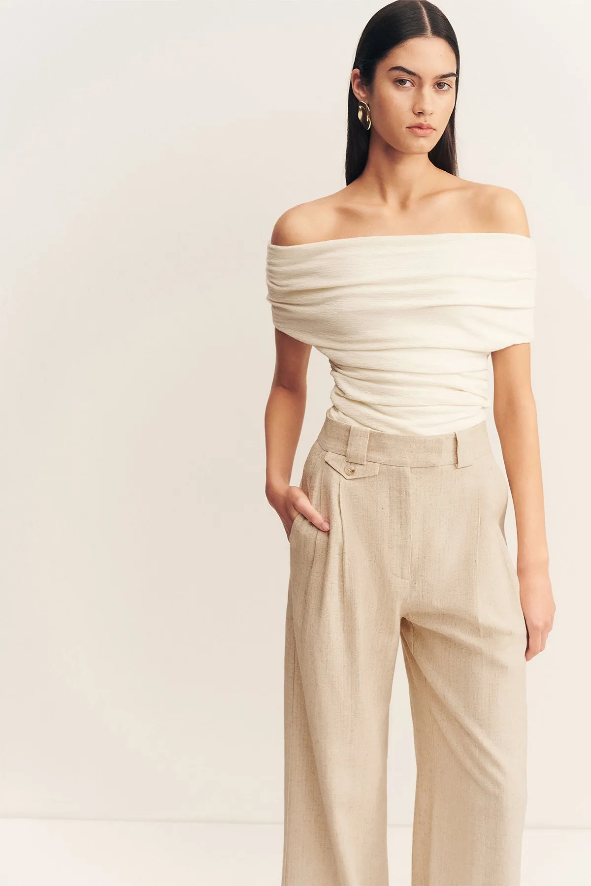 NEWMAN HIGH WAISTED TAILORED PANT - PARCHMENT sold by Shona Joy product image thumbnail 2
