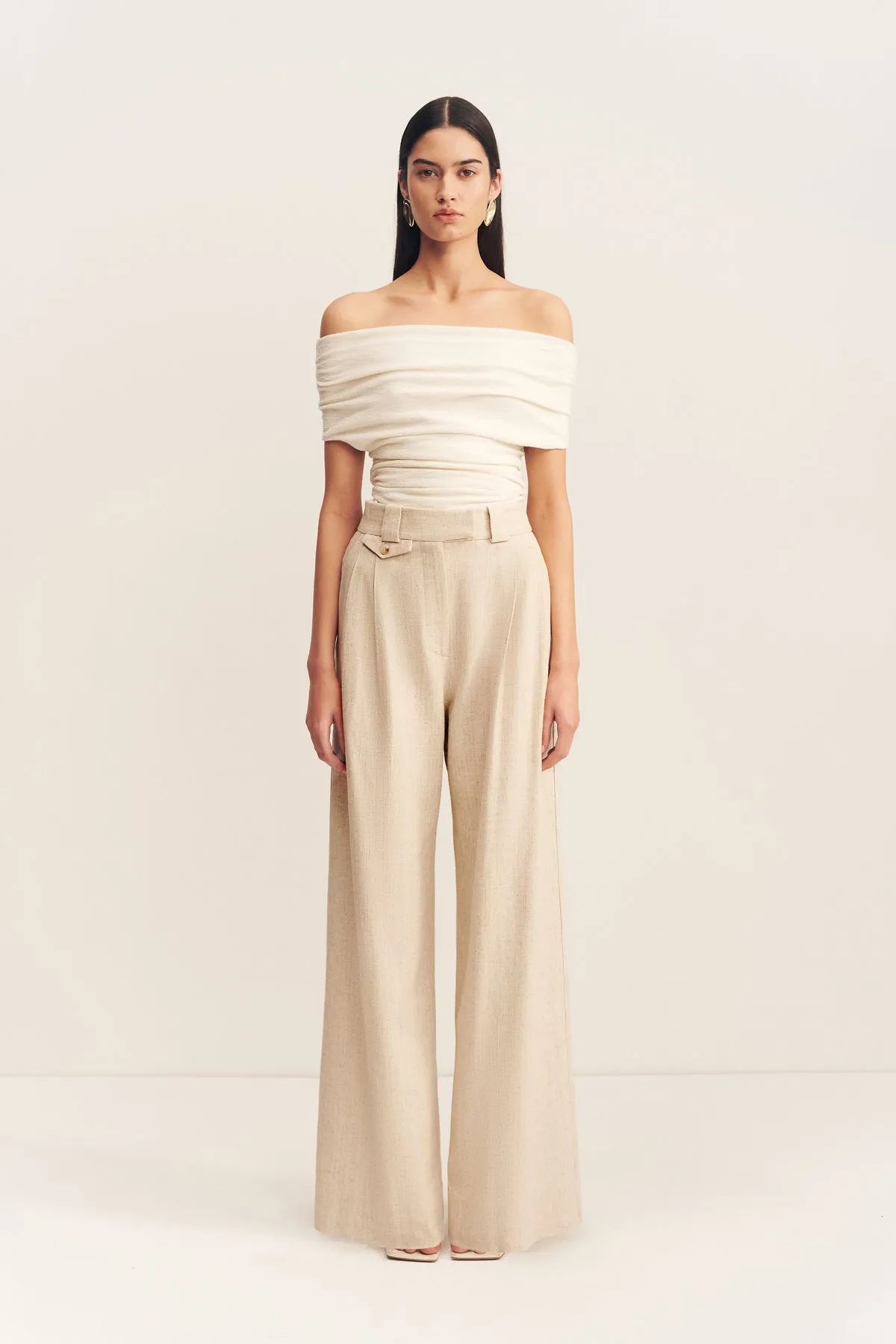 NEWMAN HIGH WAISTED TAILORED PANT - PARCHMENT sold by Shona Joy