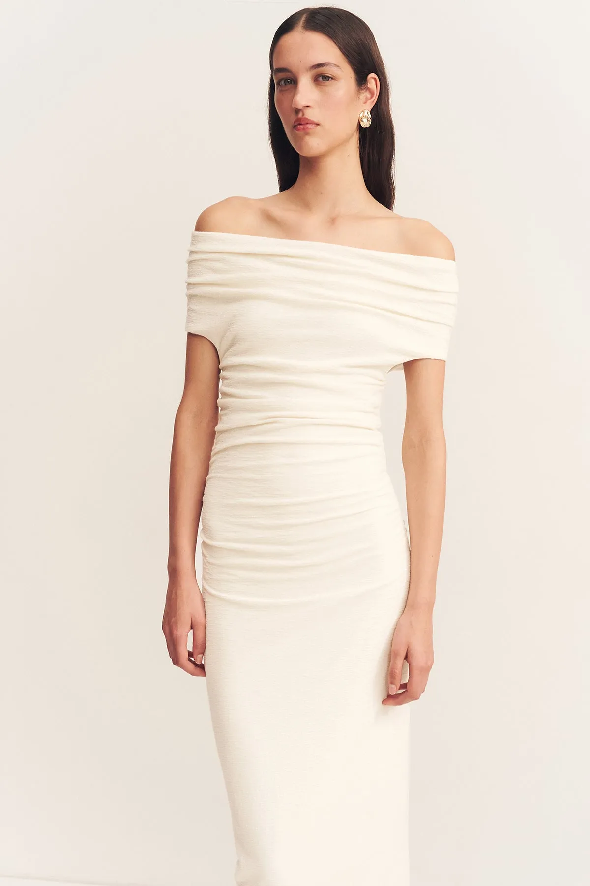 BEAU OFF SHOULDER MIDI DRESS - IVORY sold by Shona Joy product image thumbnail 2