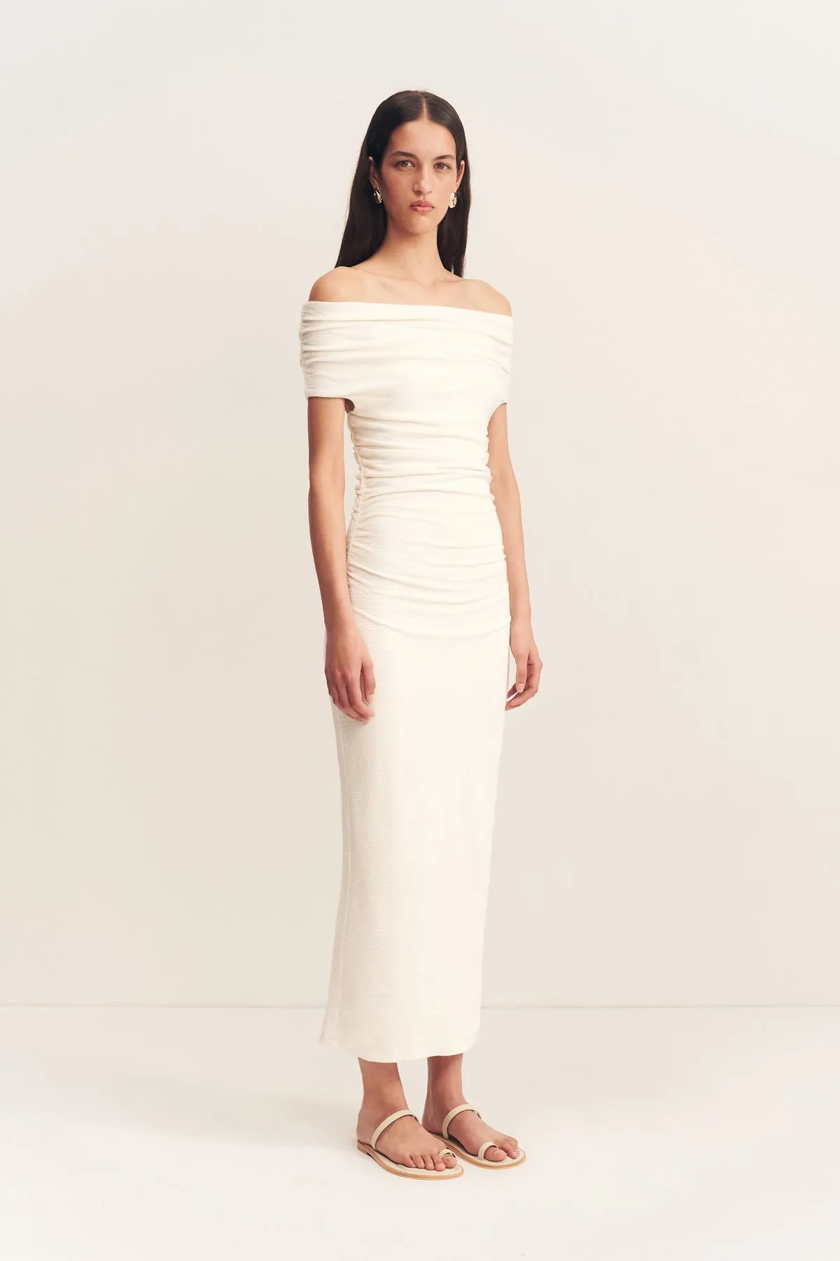 BEAU OFF SHOULDER MIDI DRESS - IVORY sold by Shona Joy product image thumbnail 3