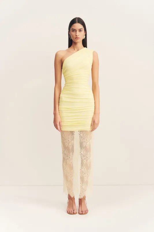 MARTINE LACE GATHERED MAXI DRESS - SHERBET YELLOW sold by Shona Joy