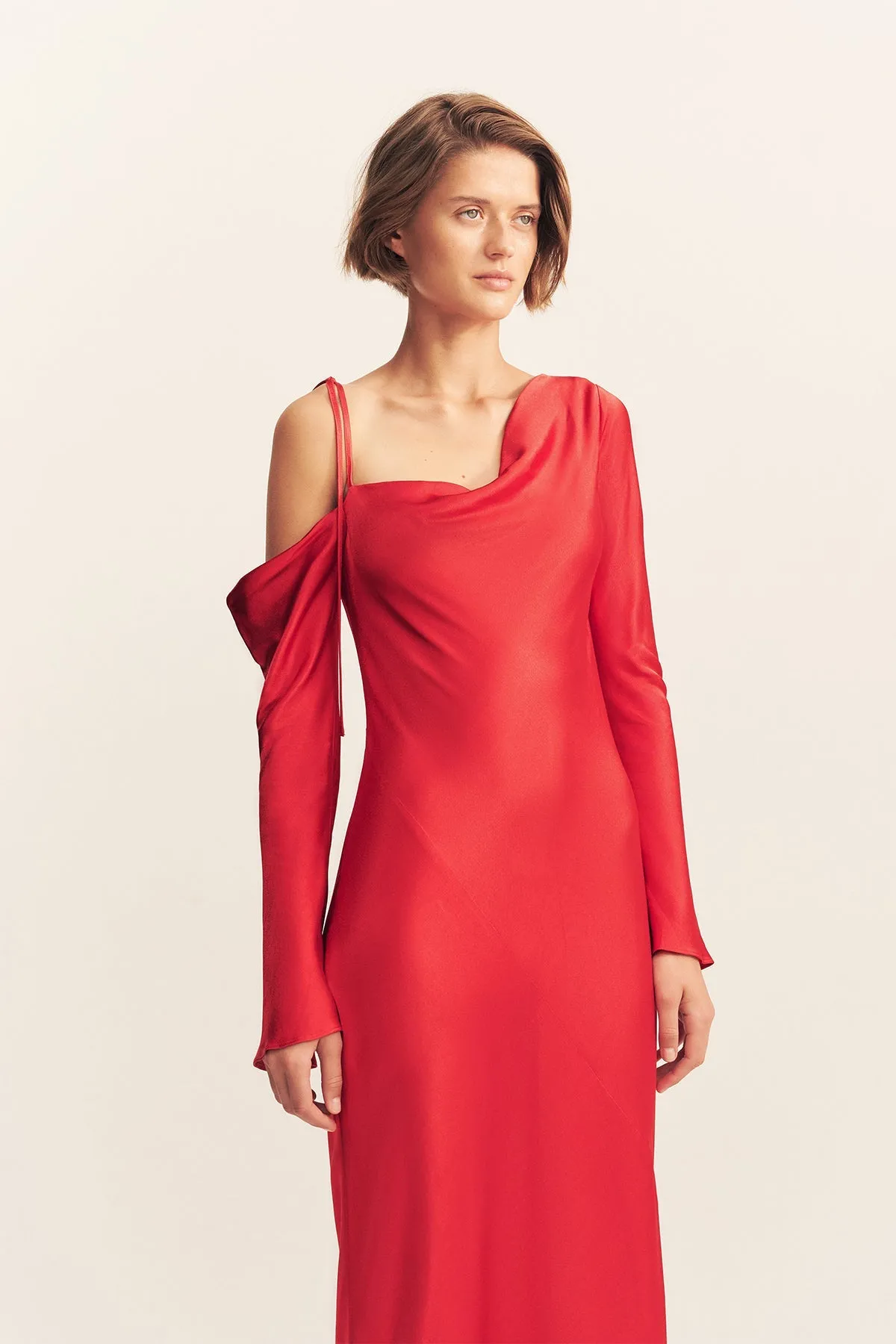 TATUM ASYMMETRICAL LONG SLEEVE MAXI DRESS - GRENADINE sold by Shona Joy product image thumbnail 2