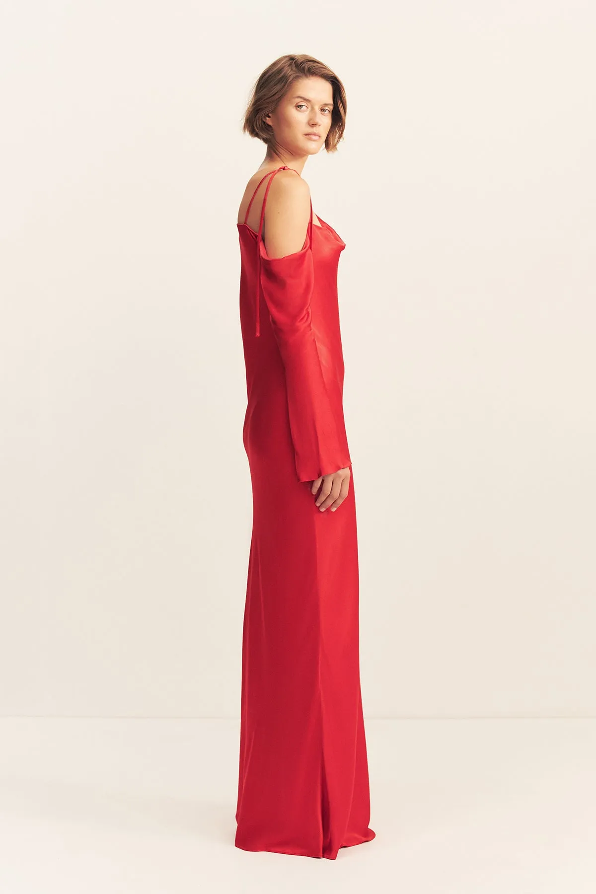 TATUM ASYMMETRICAL LONG SLEEVE MAXI DRESS - GRENADINE sold by Shona Joy product image thumbnail 4