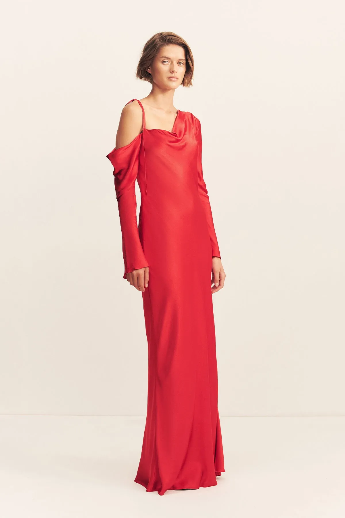 TATUM ASYMMETRICAL LONG SLEEVE MAXI DRESS - GRENADINE sold by Shona Joy product image thumbnail 3