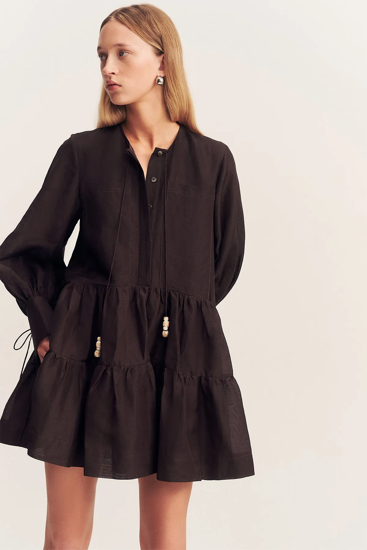 CELESTE TIERED MINI DRESS - GANACHE sold by Shona Joy product image thumbnail 2