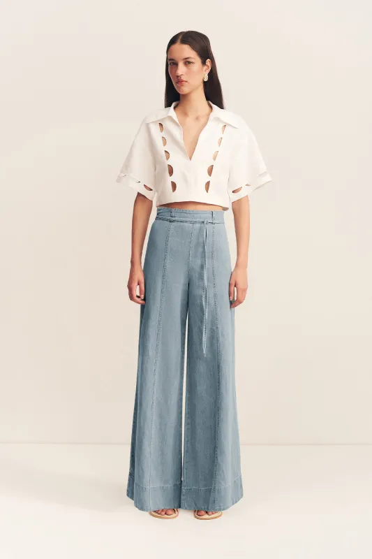 ELLSWORTH PALAZZO PANTS - BLEACHED BLUE sold by Shona Joy