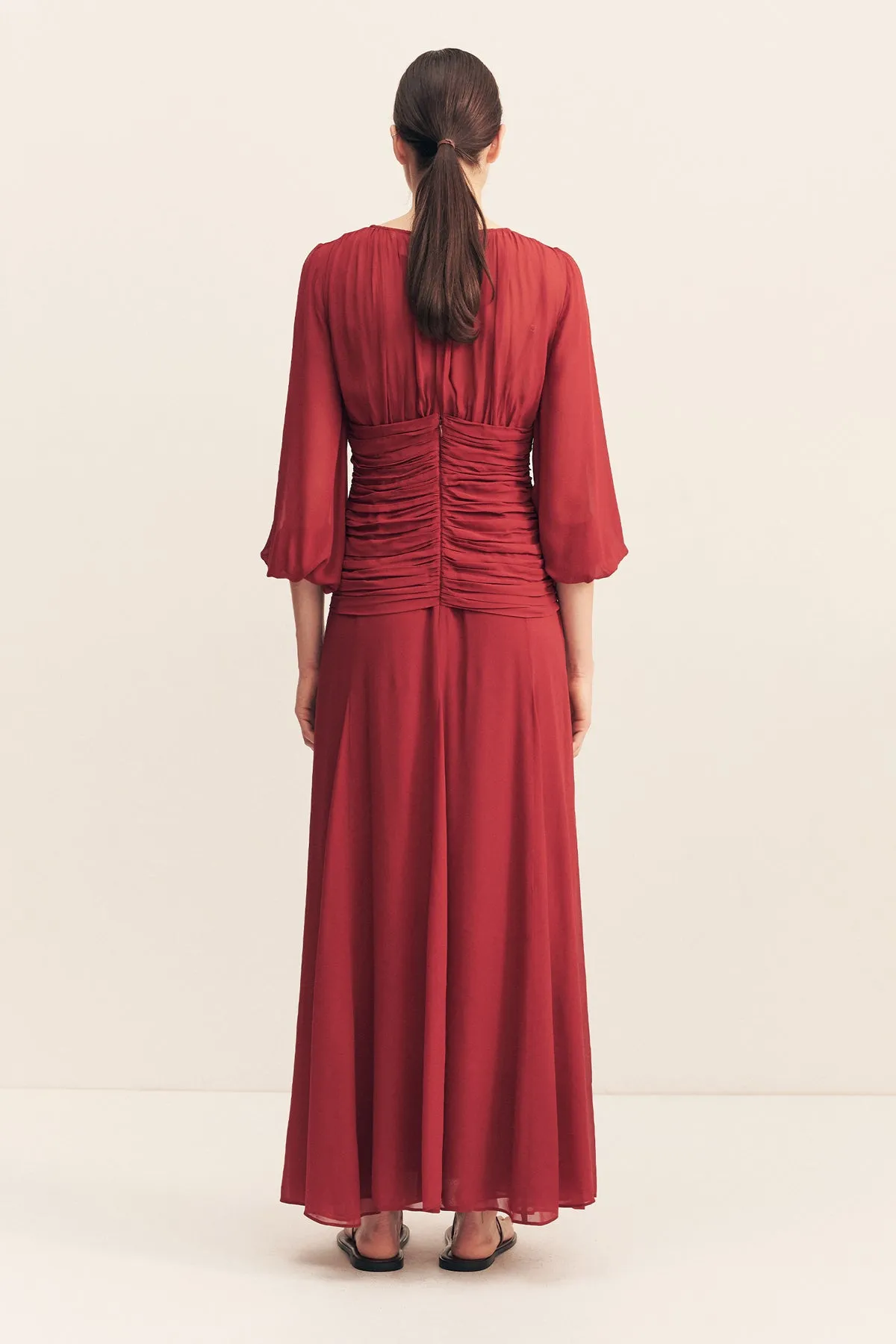 ROWE HIGH NECK BALLOON SLEEVE MAXI DRESS - SANGRIA sold by Shona Joy product image thumbnail 5