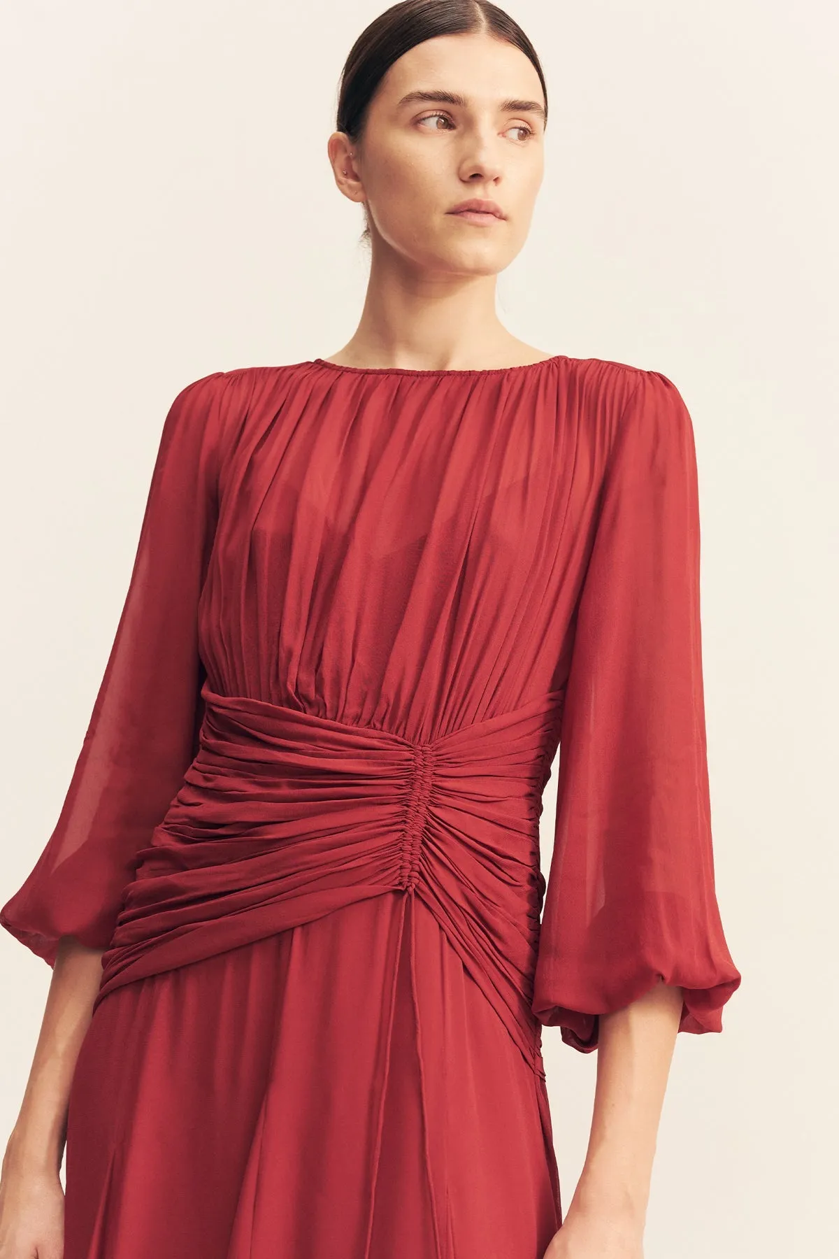 ROWE HIGH NECK BALLOON SLEEVE MAXI DRESS - SANGRIA sold by Shona Joy product image thumbnail 3