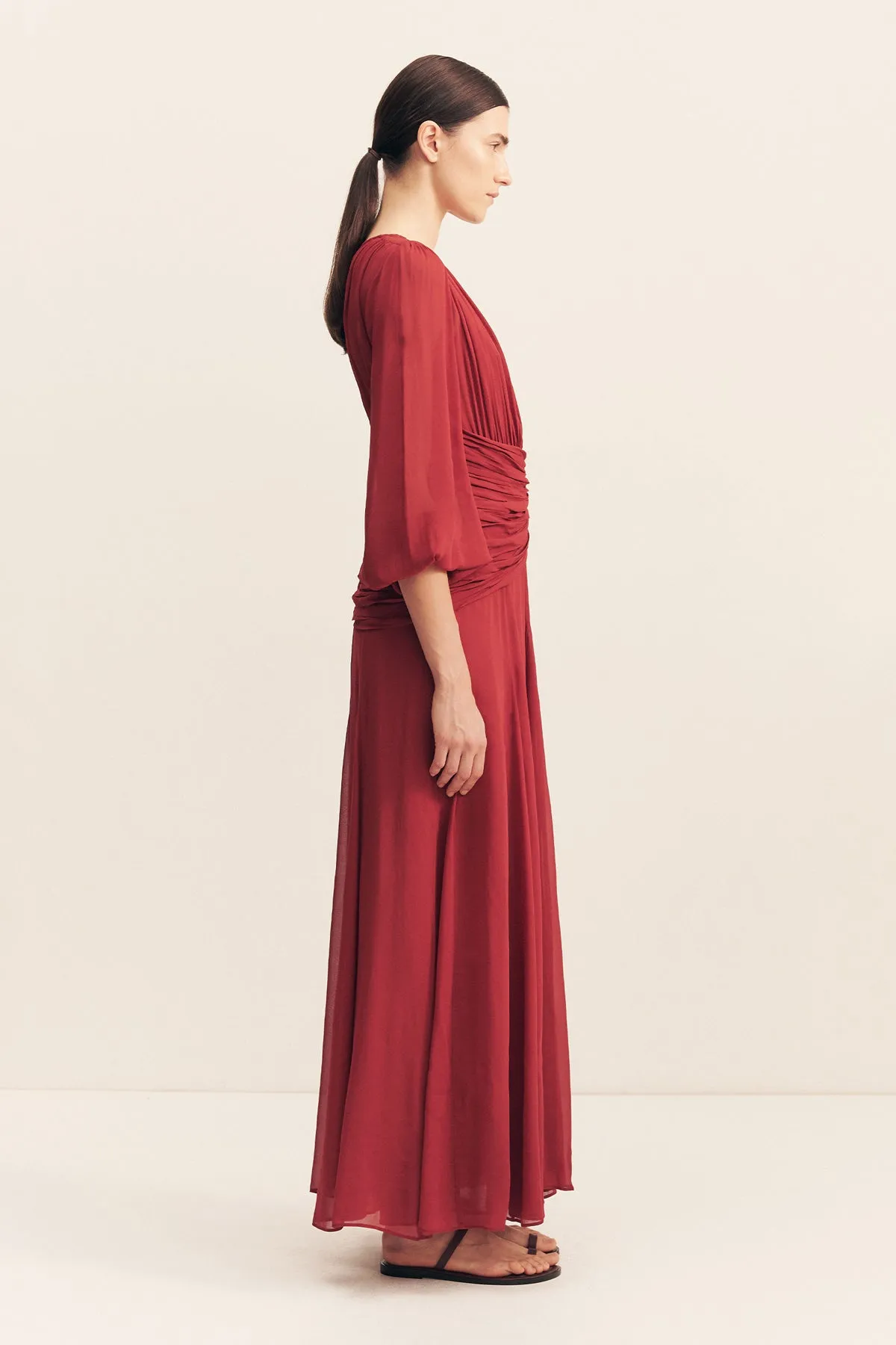 ROWE HIGH NECK BALLOON SLEEVE MAXI DRESS - SANGRIA sold by Shona Joy product image thumbnail 4