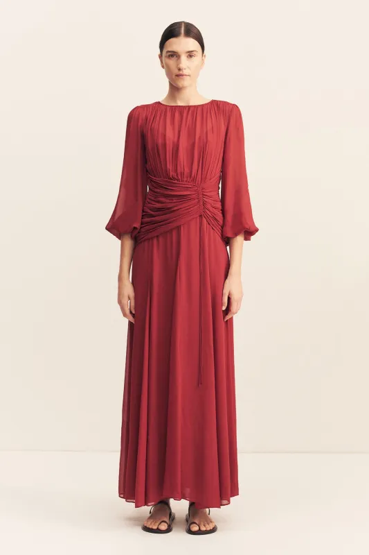 ROWE HIGH NECK BALLOON SLEEVE MAXI DRESS - SANGRIA sold by Shona Joy