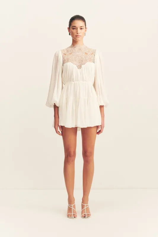 EMORY LONG SLEEVE MINI DRESS - IVORY sold by Shona Joy