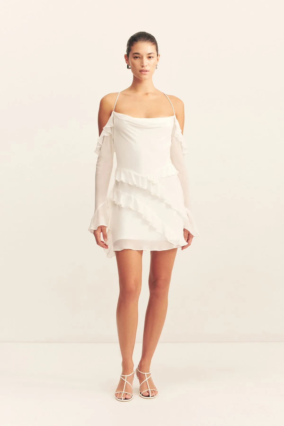 【海外限定】REISSワンピース☆Lucia Ruffle Mini Dress, Ivory 리스(Reiss) | 미니 드레스 아이보리 크림 Lucia Ruffle Mini