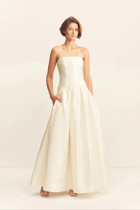 LUCERO 100% SILK PANELLED MAXI DRESS - IVORY sold by Shona Joy