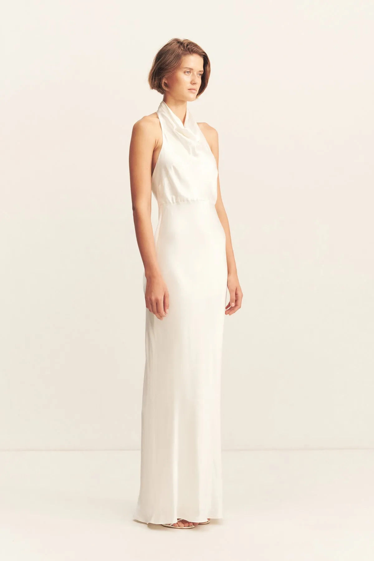 LA LUNE HIGH COWL OPEN BACK MAXI DRESS - WHITE sold by Shona Joy product image thumbnail 3