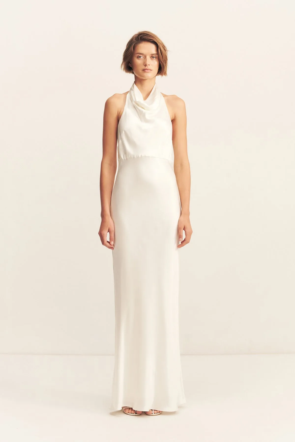 LA LUNE HIGH COWL OPEN BACK MAXI DRESS - WHITE sold by Shona Joy