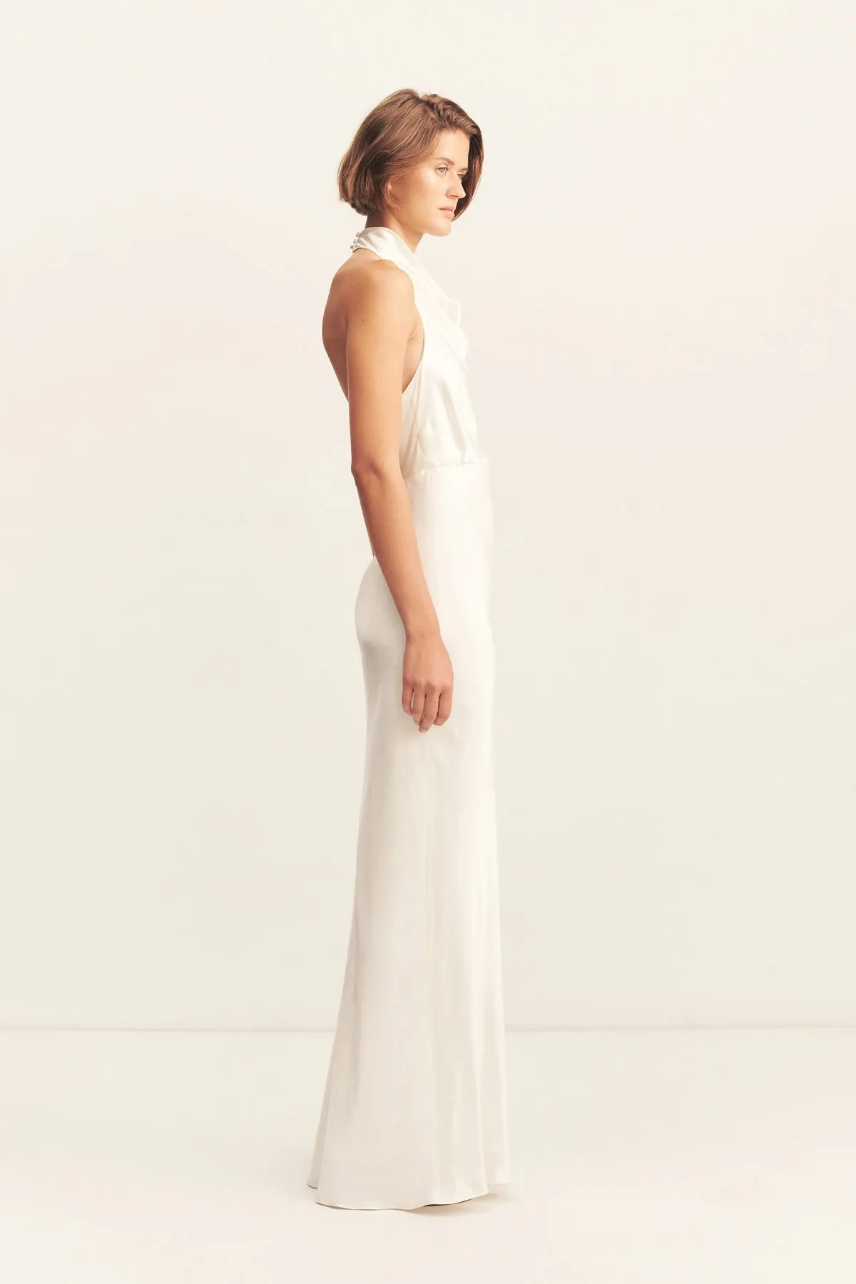 LA LUNE HIGH COWL OPEN BACK MAXI DRESS - WHITE sold by Shona Joy product image thumbnail 4