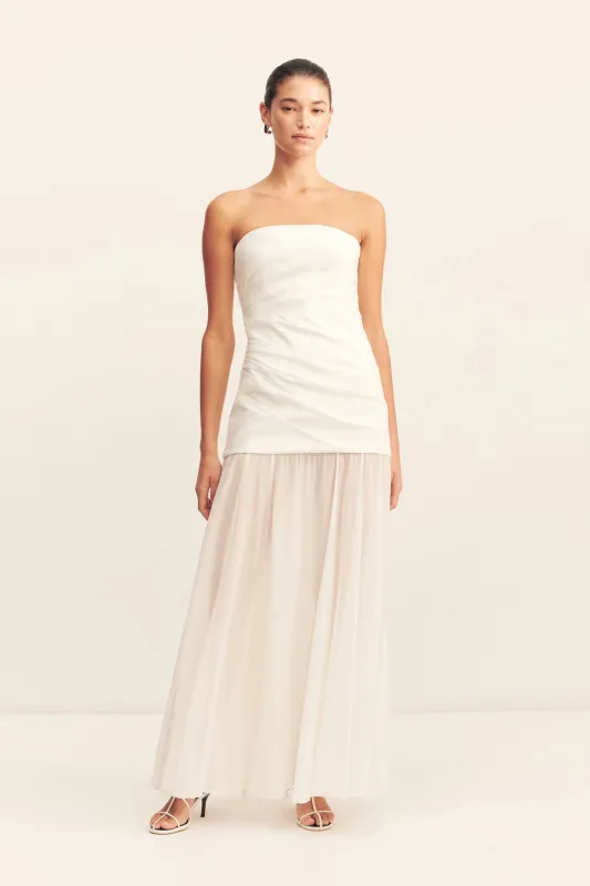 LUNAR STRAPLESS DRAPED MAXI DRESS made by Shona Joy