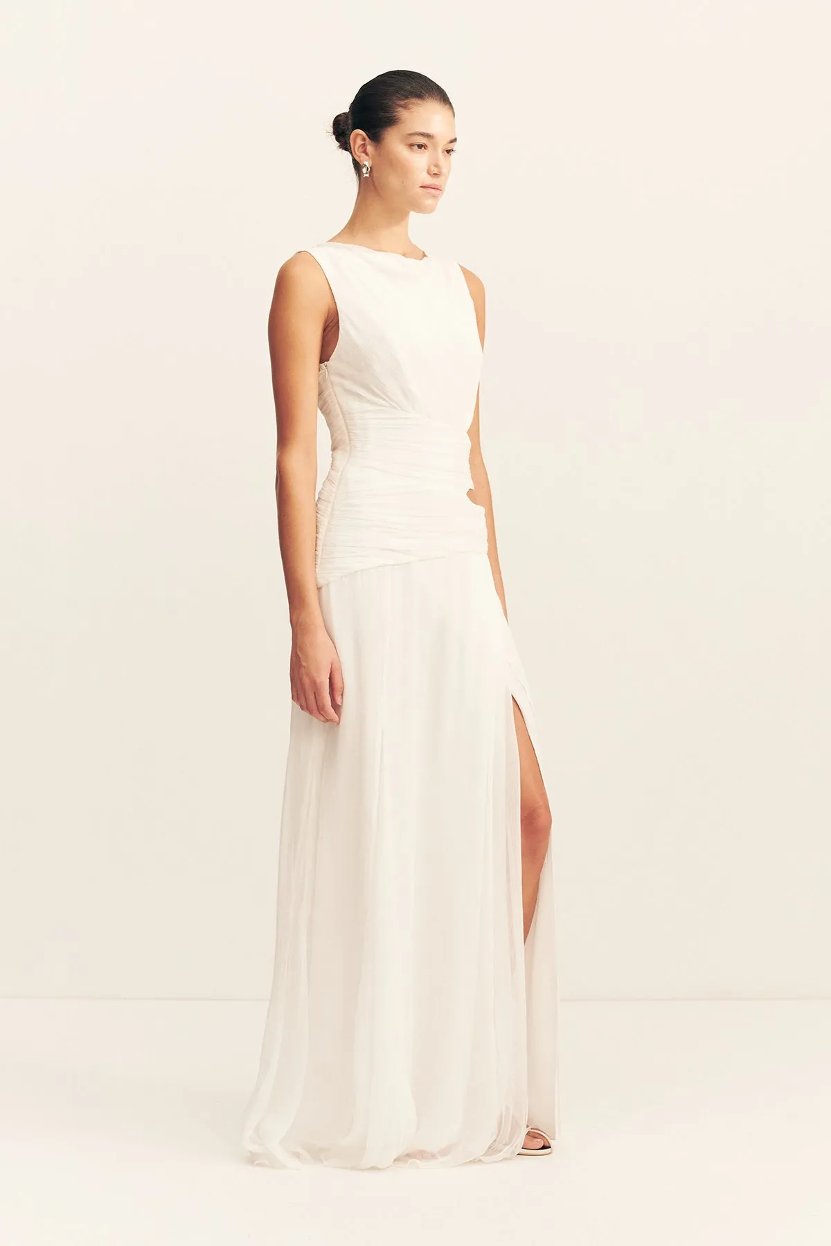 CLAUDE SIDE SPLIT MAXI DRESS - IVORY sold by Shona Joy product image thumbnail 3