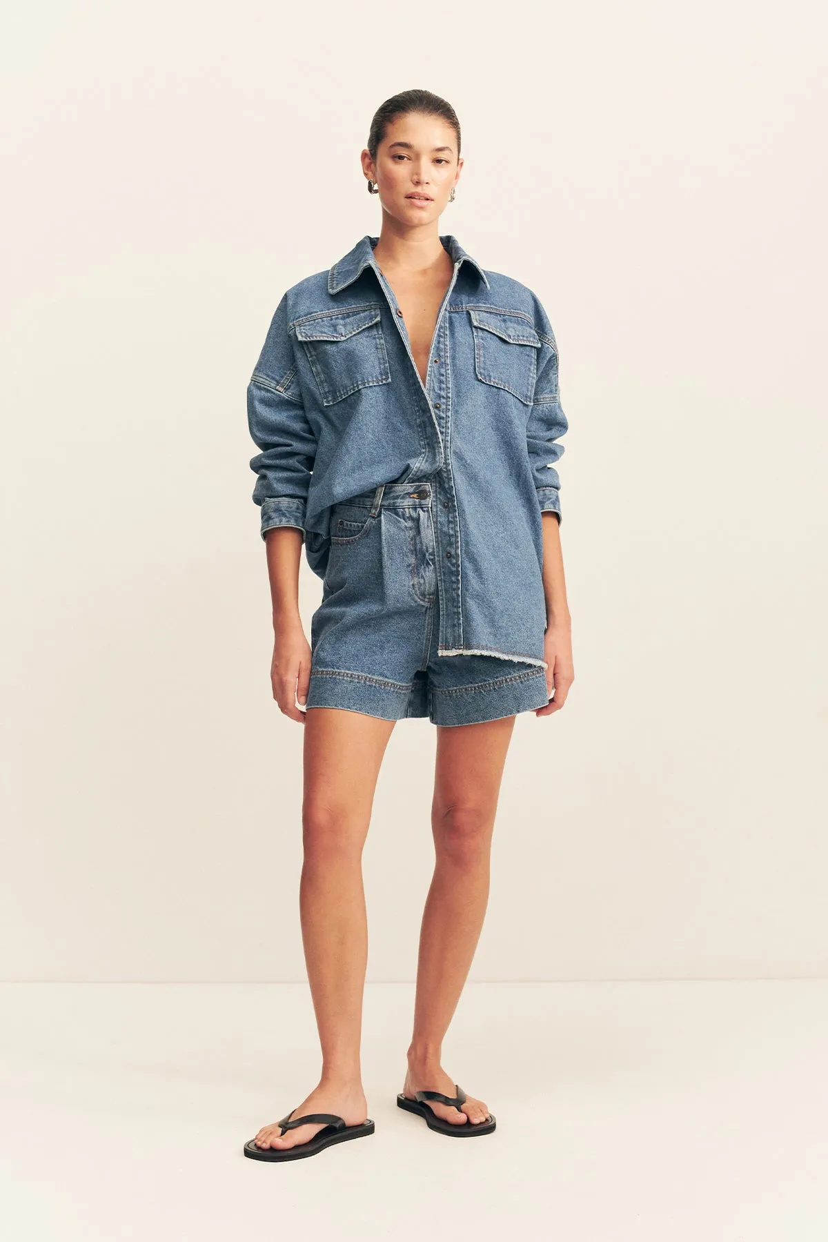 RAQUEL OVERSIZED SHIRT - VINTAGE BLUE sold by Shona Joy