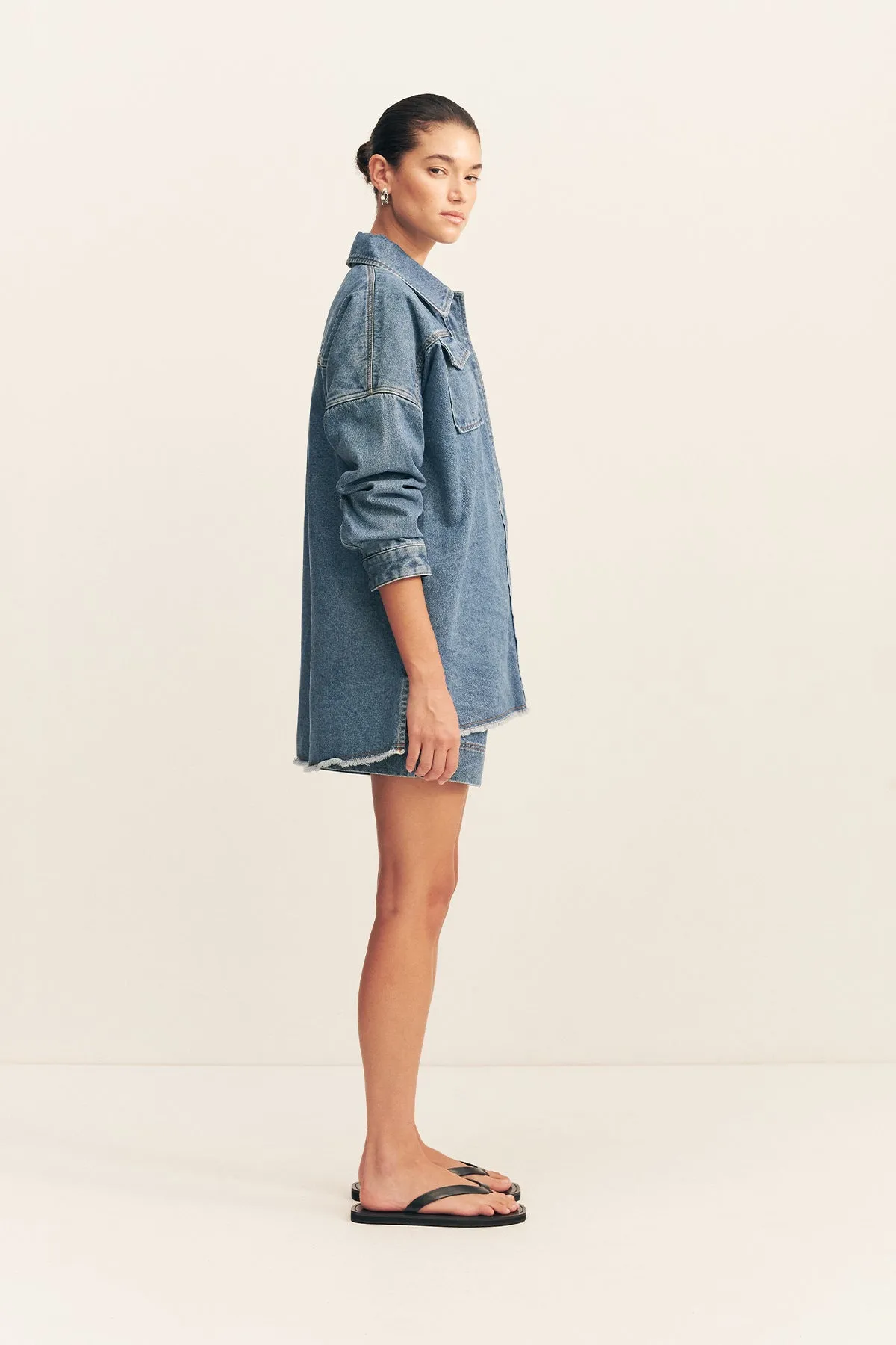 RAQUEL OVERSIZED SHIRT - VINTAGE BLUE sold by Shona Joy product image thumbnail 4