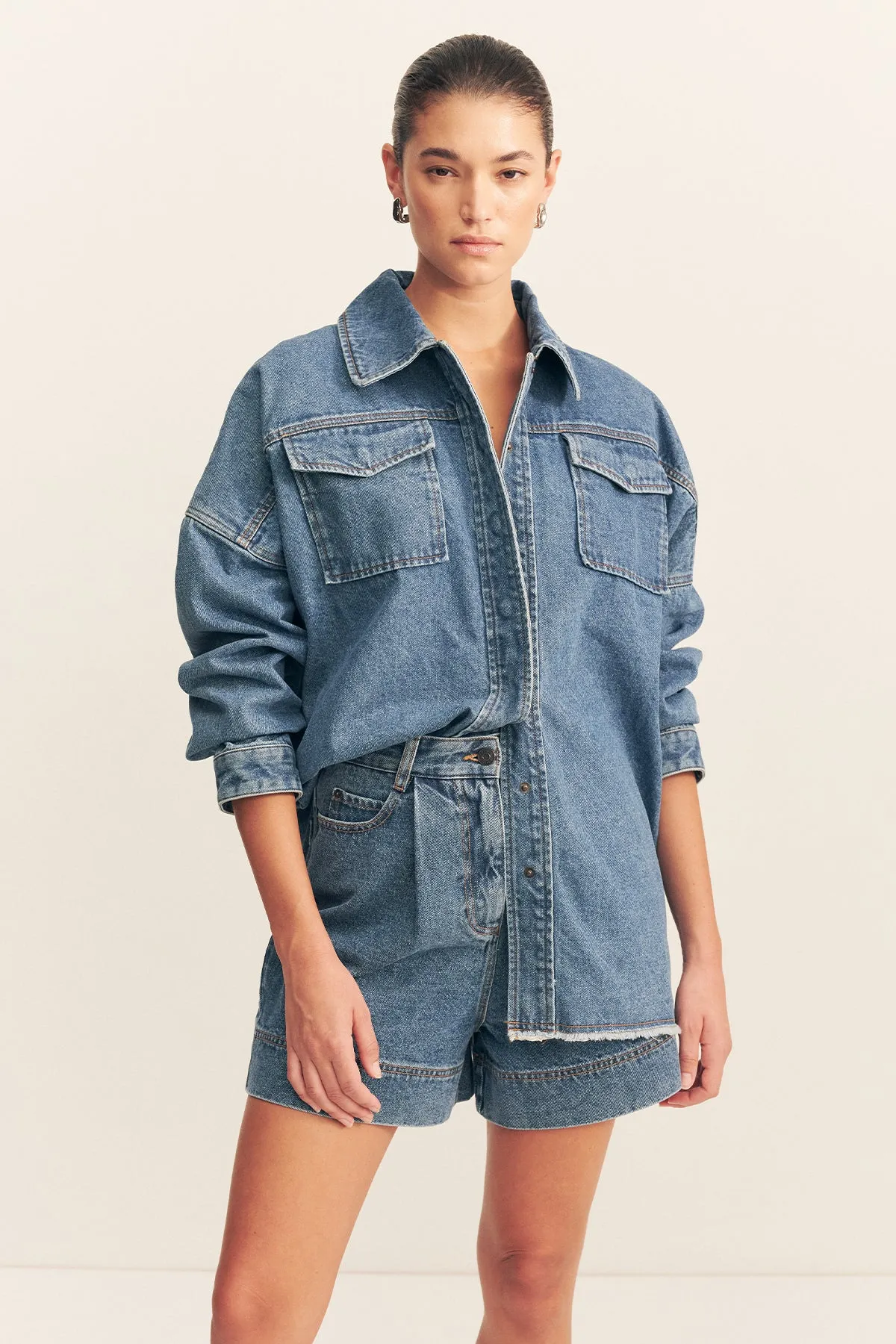 RAQUEL OVERSIZED SHIRT - VINTAGE BLUE sold by Shona Joy product image thumbnail 2