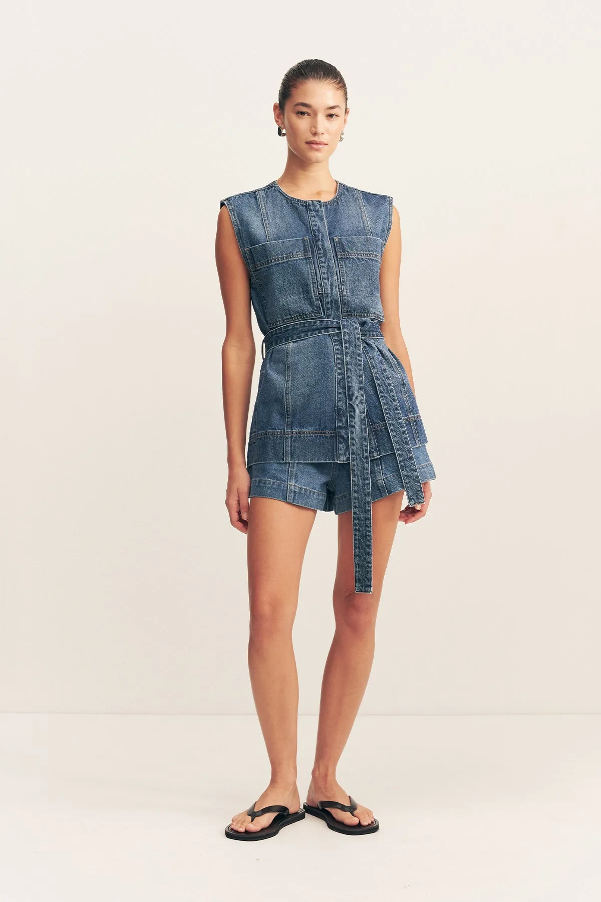 RAQUEL TIE TOP - VINTAGE BLUE sold by Shona Joy