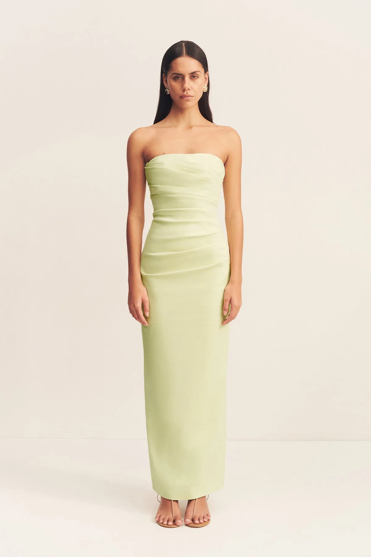LANI STRAPLESS DRAPED MAXI DRESS - PISTACHIO sold by Shona Joy