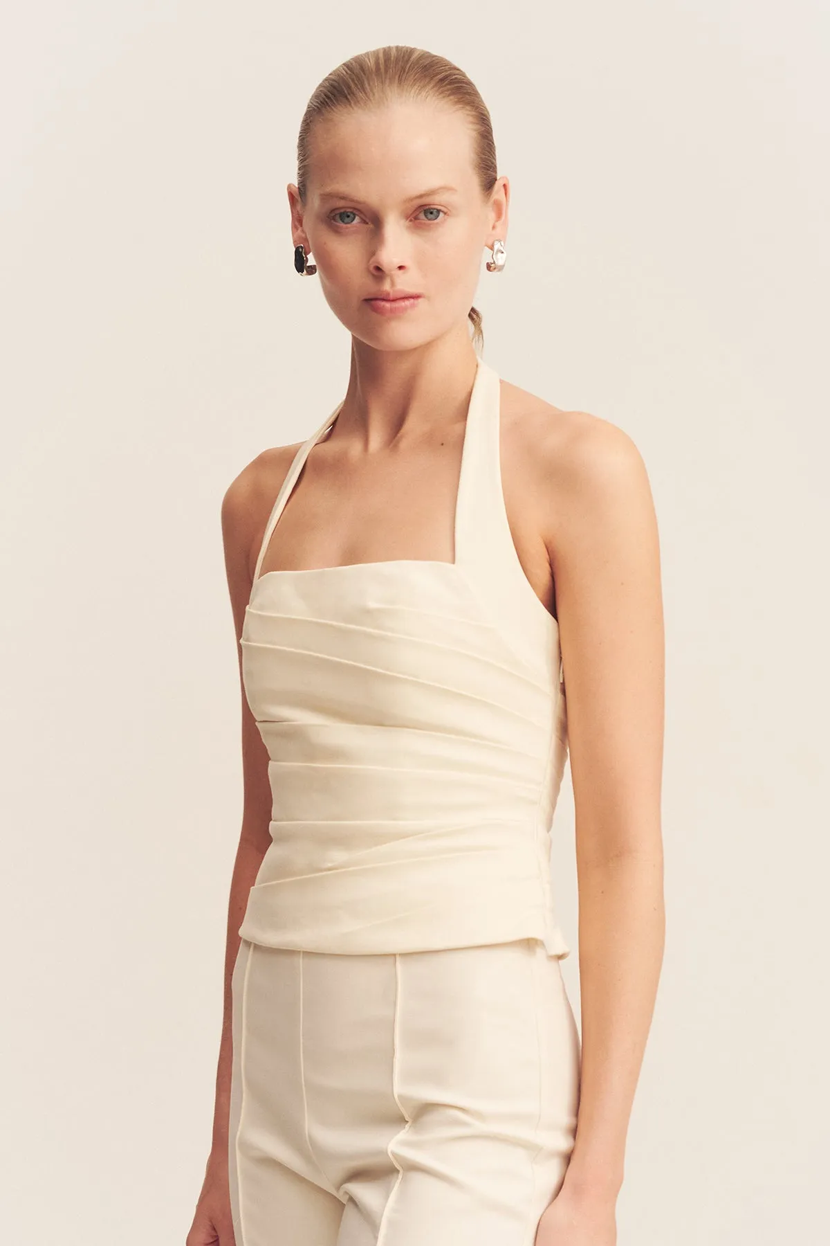 LANI DRAPED HALTER TOP - RICE sold by Shona Joy product image thumbnail 2