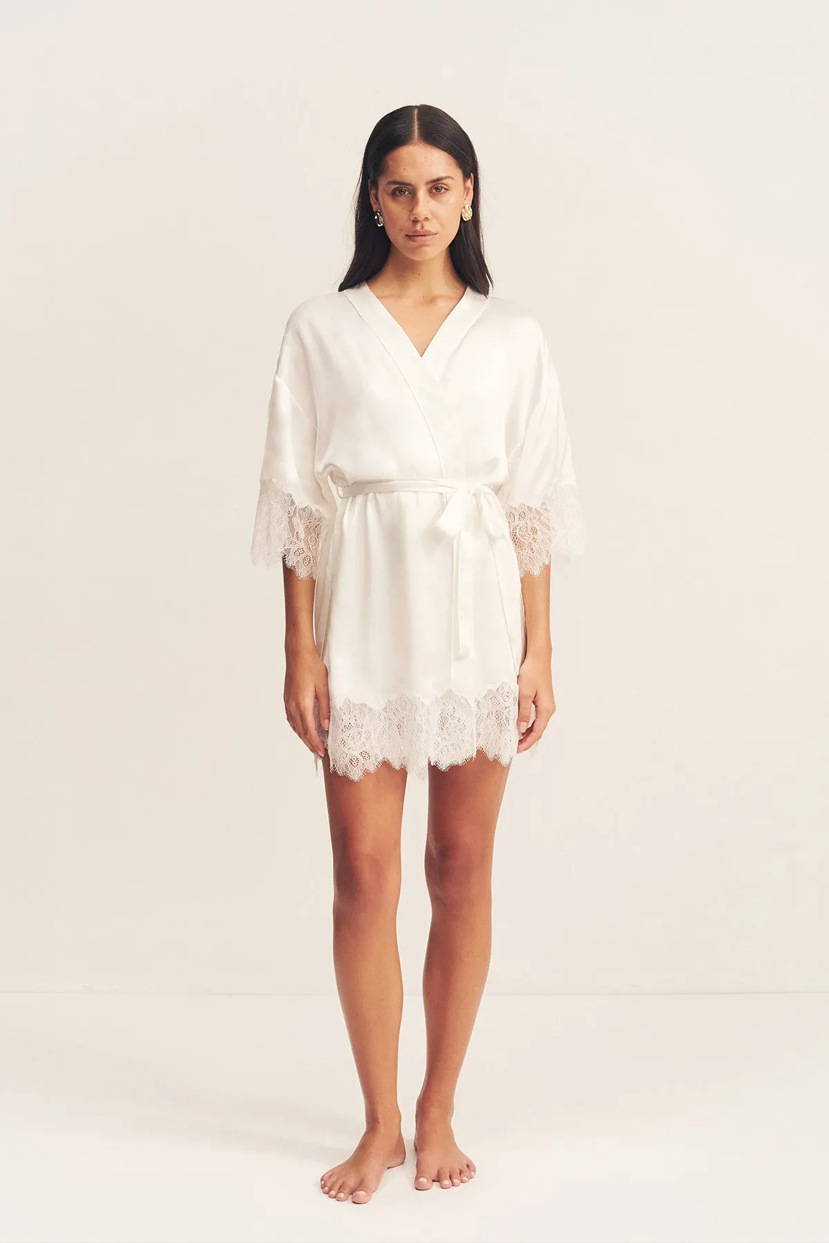 LUSTRE LACE ROBE - IVORY sold by Shona Joy